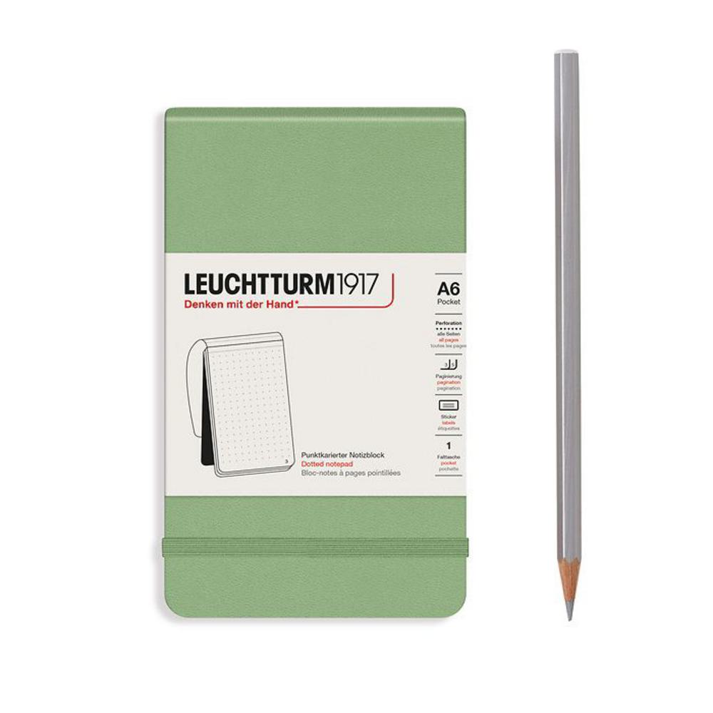 Leuchtturm, Green, Journal, Art & School, A6, Pocket, Dotted, Notepad, Sage, 724309